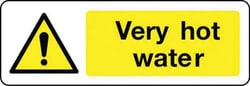 Manutan Very hot water hazard sign. 300 x 100mm. Rigid, Quantity: Each
