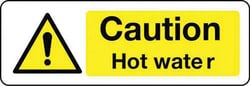Manutan Safety sign, 'Caution hot water', aluminum, 75mm x 100mm | Buy Online | Manutan | Fisher Scientific
