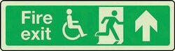 Manutan Photo luminescent disabled fire exit up 600 x, Quantity: Pack of