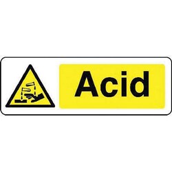 Manutan Acid hazard sign. 300 x 100mm. Rigid plastic, Quantity: Each