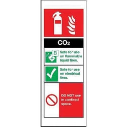 Manutan Co2 fire extinguisher sign. 75 x 210mm. Stoved, Quantity: Each