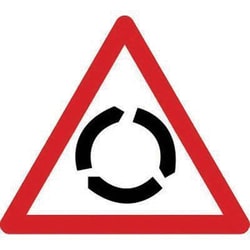 Manutan Roundabout traffic sign. 600mm triangle, Quantity: Pack of 1