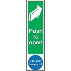 Manutan Rigid plastic door push plate sign -push to open.., Quantity: Pack