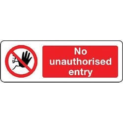 Manutan No unauthorised entry sign. 300 x 100mm. Stoved, Quantity: Each