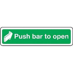 Manutan Push bar to open sign. 600 x 100mm. Rigid plastic, Quantity: Pack