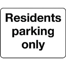 Manutan Residents parking only sign. 400 x 300mm. Stovedaluminium, Quantity: