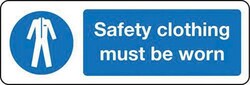 Manutan Safety clothing must be worn sign. 400 x 600mm.rig, Quantity: Pack