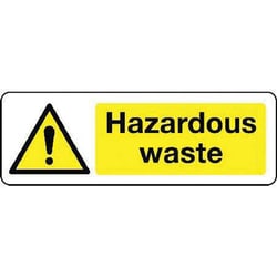 Manutan Hazardous waste sign. 300 x 100mm. Rigid plastic, Quantity: Each