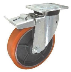 Manutan K151 iron swivel and brake castor, 200mm diameter, ball bearing | Buy Online | Manutan | Fisher Scientific