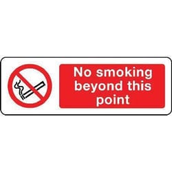 Manutan No smoking beyond this point sign. 600x200mm., Quantity: Pack of