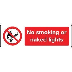 Manutan No smoking or naked lights sign. 600 x 200mm., Quantity: Pack of