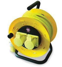 Manutan 110v cable reel 2 socket 25m 16a, Quantity: Pack of 1