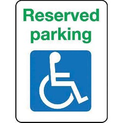 Manutan Disabled reserved parking sign. 300 x 400mm.Reflective, Quantity: