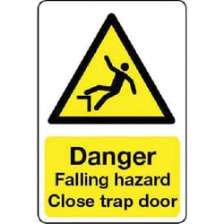 Manutan Danger falling hazard sign. 150 x 200mm. Rigid, Quantity: Each