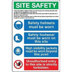 Manutan Site safety sign, 'Safety Helmets Must Be Worn' , rigid plastic, 900mm x 600mm | Buy Online | Manutan | Fisher Scientific