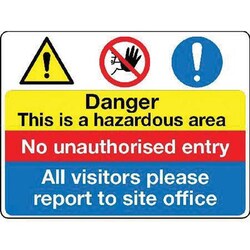 Manutan Danger hazardous area sign. 600 x 450mm. Rigid, Quantity: Each
