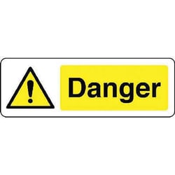 Manutan Danger hazard sign. 300 x 100mm. Rigid plastic, Quantity: Each