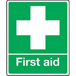 Manutan First aid symbol sign. 200 x 150mm. Rigid plastic, Quantity: Each
