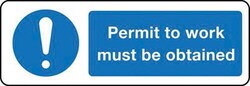 Manutan Permit to work must be obtained sign.300 x 100mm., Quantity: Each