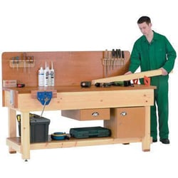 Manutan Timber bench with hardwood veneered MDF top, 1500mm x 900mm | Buy Online | Manutan | Fisher Scientific