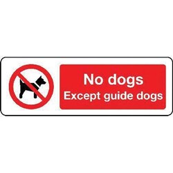 Manutan No dogs except guide dogs sign. 300 x 100mm. Sa, Quantity: Pack