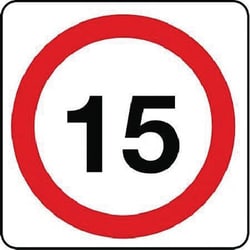 Manutan 15 mph sign. 400 x 400mm. Stoved aluminium. Wall, Quantity: Pack
