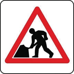 Manutan Road works sign. 400 x 400mm. Reflective. Wall, Quantity: Pack