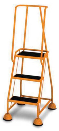 Key Industrial Equipment Anti-slip mobile steps, yellow, three step, with