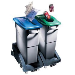 Manutan 60ltr slim jim container with handles - grey, Quantity: Pack of