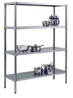Manutan Stainless steel shelving. 4 shelves. Hxwxd 1800x12, Quantity: Each
