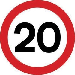 Manutan 20 mph traffic sign. Dia. 600mm. Aluminium, Quantity: Pack of 1