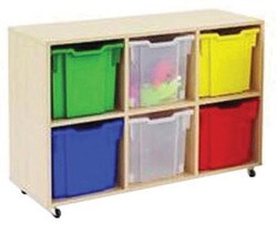 Manutan Mobile 6 jumbo tray storage unit with clear trays, Quantity: Pack