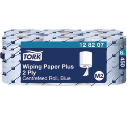 Tork Starke Mehrzweck-Papierwischtücher Blau M2, Innenabrollung, 6 x 450 Blatt, 128207