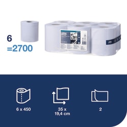 Tork Tork Starke Mehrzweck-Papierwischtücher Blau M2, Innenabrollung, 6 x 450 Blatt, 128207 Blau | Buy Online | Tork | Fisher Scientific