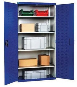 Manutan Hd tools cupboard 1050x650x2000mm 4 shelf/perfo, Quantity: Pack