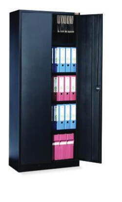 Manutan Ekwo black cupboard. Hxwxd 1800x920x420. 4 shelves, Quantity: Pack