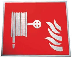 Manutan Brass fire hose symbol sign. 100 x 100mm., Quantity: Each