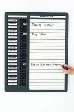 Manutan In/out message board. 10 names size 390x526mm., Quantity: Pack