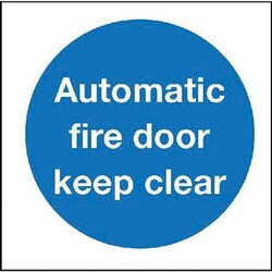 Manutan Auto fire door keep clear sign. 80 x 80mm. Rigid, Quantity: Pack