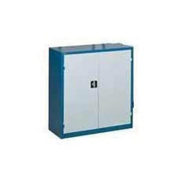 Manutan Storage cupboard, grey/blue, two shelves, 1060mm x 1000mm x 450mm Blue | Buy Online | Manutan | Fisher Scientific