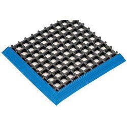 Manutan Workstation mat with blue edging. Wxl 1500x1000mm, Quantity: Pack