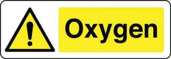Manutan Oxygen hazard sign. 300 x 100mm. Sa vinyl, Quantity: Each