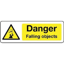 Manutan Danger falling objects sign. 300 x 100mm. Rigid, Quantity: Each