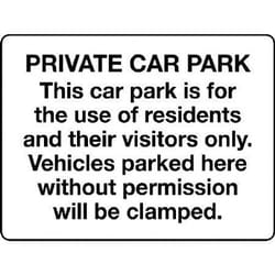 Manutan Private car park sign. 300 x 400mm. Rigid plastic, Quantity: Pack