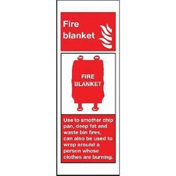 Manutan Fire blanket information sign. 75 x 210mm. Rigid, Quantity: Pack