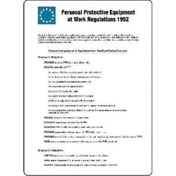 Manutan Ppe at work regulations 1992 poster. 400x600mm.rigid plastic, Quantity: