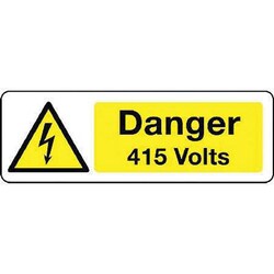 Manutan Danger 415 volts electrical sign. 300 x 100mm., Quantity: Pack