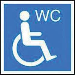 Manutan Disabled wc symbol sign. 150 x 150mm. Rigid plasti, Quantity: Pack