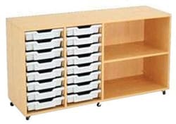 Manutan Shallow 16 tray storage unit with clear trays, Quantity: Pack of