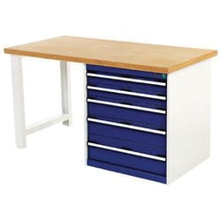 Manutan Engineers bench 2000x750x840 lino top + 5 drawer, Quantity: Each